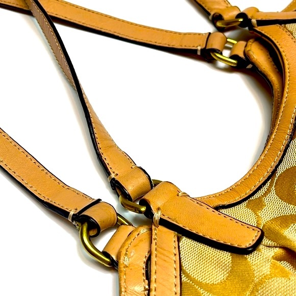 Coach Signature Khaki Emerald Stripe 12cm Devin Shoulder Bag - Picture 5 of 9